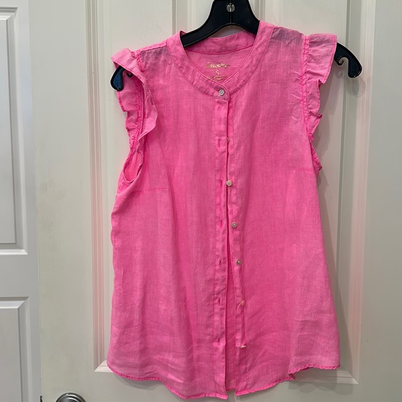 Lily Pulitzer sleeveless ruffle accent button down size small - Picture 1 of 5